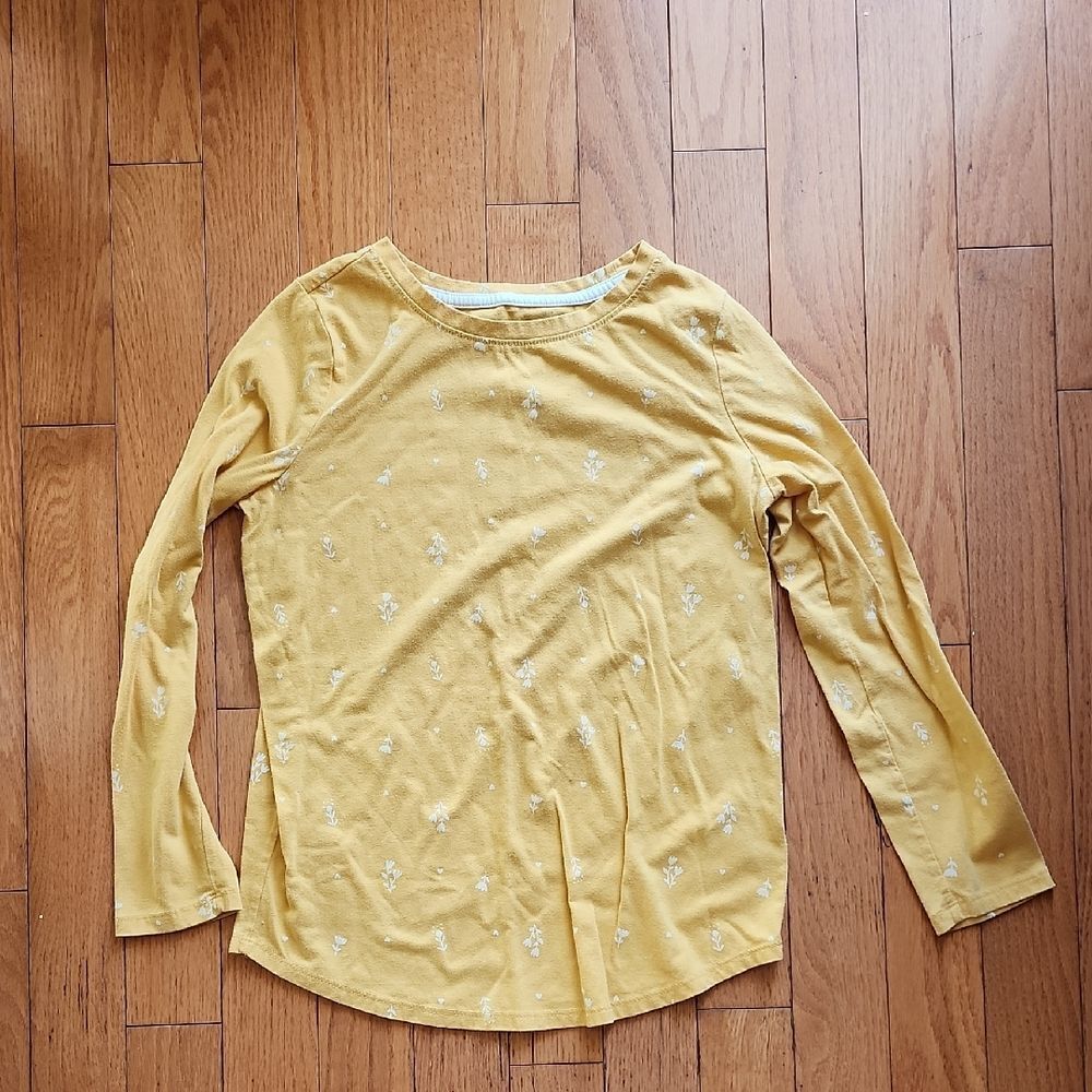 Cat & Jack Mustard Floral Long Sleeve Top Girl's Size 10